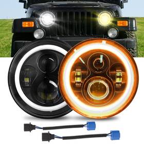 Kocaso 737547669383 7 Inch Round Cree Headlight With Halo Ring Angel Eyes 2pcs 6000 Lumens Hi/l