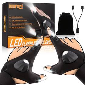 2302lfg-1 Koopool Rechargeable Led Flashlight Gloves For Men Dad Husband - Christmas
