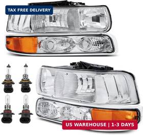Kuiperauto 657381432083 Headlight Assembly Front Lamp Compatible With 1999-2002 Chevrolet Sil