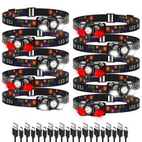 H11-10 Kunhe 10 Pack Headlamp Flashlight Head Lamps Led Rechargeable Headlight Motion Sens