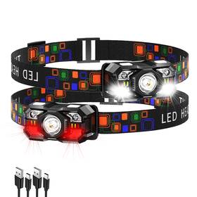 H11-2 Kunhe 2 Pack Headlamp Flashlight Head Lamps Led Rechargeable Headlight Motion Senso