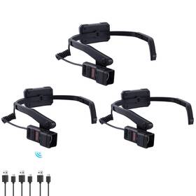 H14-3 Kunhe 3 Pack Ear-mounted Headlamps With Motion Sensor Black