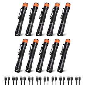 P12-10 Kunhe 180 Lumen Led Portable Rechargeable Pen Flashlight 10-pack Waterproof P
