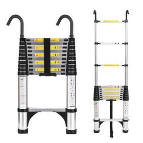 Kzebra 860010718452 Telescoping Ladder 16.5 Ft Aluminum Lightweight Extension With 2 Stab