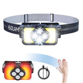 Laryeecha 721691504362 Rechargeable Led Headlamp 6 Modes Motion Sensor Adult Kids Head Lamps Water