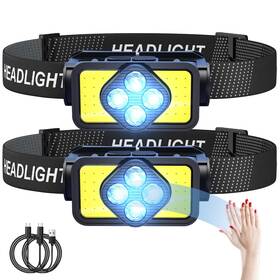 Td18003-2 Laryeecha 2-pack Headlamp Flashlight 3000 Lumen Ultra-light Bright Led Rechargeable He