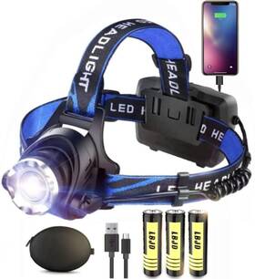 20201204lucky Lbjd Rechargeable Led Headlamp Usb Input And Output Super Bright 3pcs Battery