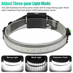 Led Broadbeam Headlamp Elastic Head Band Birght For Camping Emergency Work Light