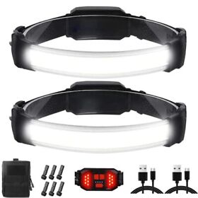 Led Headlamp 2 Pack Super Bright 1500lumen 6 Modes Usb Rechargeable
