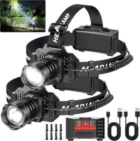 Led Headlamp 313051026098 Rechargeable 2-pack - 3500 Lumens Super Bright With Motion Sensor &