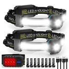 Led Headlamp Flashlight Super Bright Rechargeable With Red Taillight