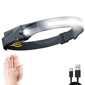 Led Headlamp Rechargeable 230 Wide Beam Headlight Flashlight With 5 Modes 350 Lu