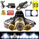 Led Headlight Zoomable Headlamp Flashlight Torch Lamp
