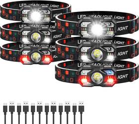 Led Rechargeable Headlamp 313031493483 6pack 3000 Lumen Ultra-light Bright Flashlight W