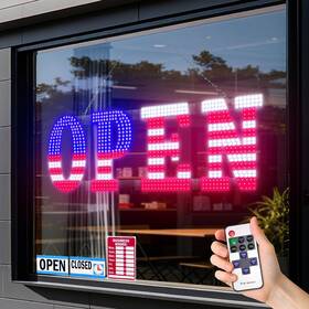 Open-swrb-3010 Lemonrole 30ftft 10ftft Flashing Led Open Sign With Remote 14 Adjustable Modes For Storefro
