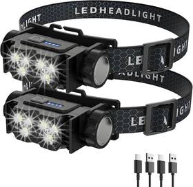 Usa3hl0102 Leze 2-pack Led Headlamp Rechargeable Super Bright Magnetic Headlight With Type-c