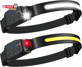 Lhknl 711181606683 Rechargeable Headlamp 2pcs- 230 Wide Beam Led Head Lamp With White Red Li