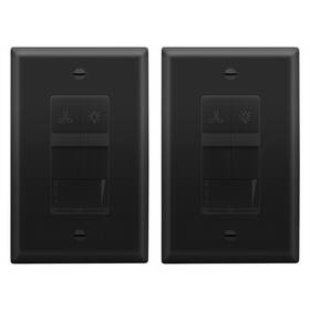 Ldfs-1p3s-bkwp2p Lider Combination Light Switch And 3-speed Fan Control Combo S