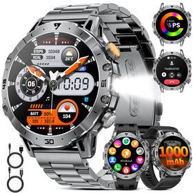 Ef18-a Lige Smart Watches For Men 1000mah Battery/flashlight/3 Straps 1.7 Inch Ult... Fast Ship