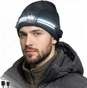 Lightforyouus 313031938922 Rechargeable Headlamp Beanie 1200lumens Bright With Light 260 Wide Beam