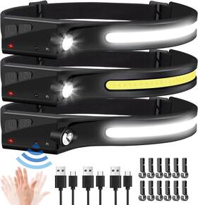 Lightforyouus 445024975904 Headlamp Rechargeable 3pack Led Headlamps 1200lumens 2 Cob 230 Wid