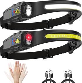 Liuptiuo 744759983275 Headlamp Rechargeable 2pack 230 Wide Beam Head Lamp Led With Motion
