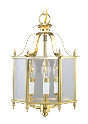4403-02 Livex Lighting Home Basics 3 Light Polished Brass Hanging Lantern Or