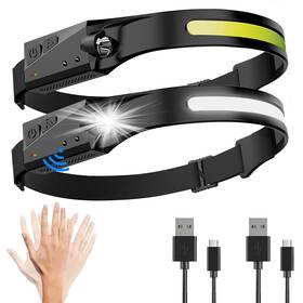 Hl-2-b Lockerchog Led Headlamp Rechargeable 2 Pack Headlamps For Adults 230 Wide Beam Moti