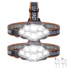 Loqumloi 765169645256 Headlamp Rechargeable 22000 Lumen Super Bright 8 Led Head Lamp 4 Modes Ligh