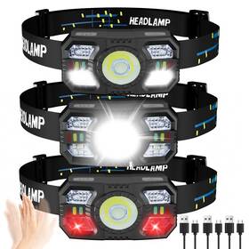 Hl-re-3p Lsnisni Rechargeable Headlamp 3 Pack 1200 Lumens Led Head Lamp With Red Light Motio
