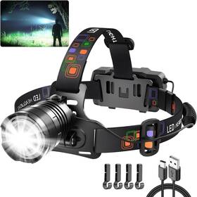 Ipx5 Lumen 445015125141 Headlamp Rechargeable 6000 High Led Super Bright 4 Modes Waterproof