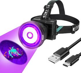 Lumenshooter 445052541515 H1 Rechargeable Uv Headlamp Hands Free 385nm Blacklight Flashlight For Pet Uri