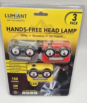 Hl3-cd6 Lumiant 3 Pack Hands-free Led Head Lamp 150 Lumen Battery Powered By