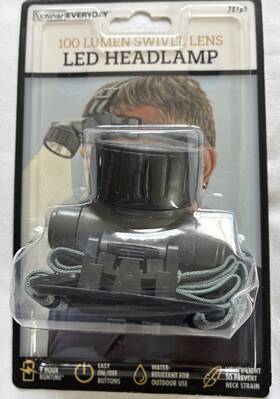 70768 Luminar Everyday Led Headlamp 100 Lumen Swivel Lens Water Resist 9 Hr Run Time 2 Aa Batteries