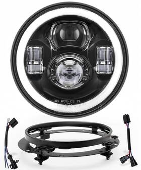 4wdhl-7hd-2r Lusgwufad 7 Inch Led Headlight Assembly With Halo Drl And Mounting Bracket Compatible Wit