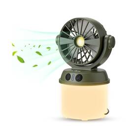 Lx-fn001-ch-f803 Lux Outdoor Rechargeable Camping Fan With Led Lantern 360 Lighting Adjustab