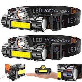 Ca8010099bk Magictek 2pcs Usb Rechargeable Waterproof Led Headlamp Headlight Head Light Flashlight