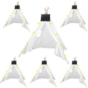 Jz7013 Mbjzsl 6pcs Teepee Tents Set With Markeable Small Blackboards And 10ft String