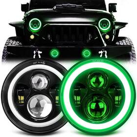 J003t-gy-2pcs-mgl Mgllight 7 Inch Halo Led Headlight With Green Drl Amber Turn Signal Light Dot Approved