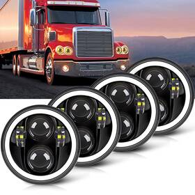 M002zq-4pcs-mgl Mgllight 5 3/4 5.75 Inch Led Headlight With Amber Halo Drl Projector Sealed Beam H