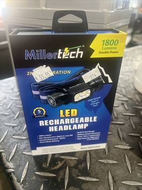 Millertech 860003461624 #555 - Double Power Rechargeable Cree Led Headlamp 1800 Lumens With