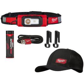 2116-21-505b Milwaukee Hard Hat Headlamp 600 Lumens 360-degree Visibility Aluminum Black