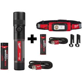 2161-21-2116-21 Milwaukee 1100 Lumens Led Usb Rechargeable Twist Focus Flashlight And 600 Hard Hat