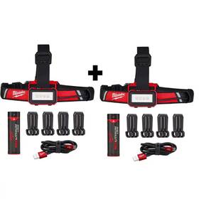 Milwaukee 445057798754 Hard Hat Headlamp 600 Lumens Led Usb Rechargeable Low-profile 2-pack
