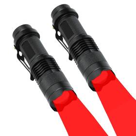 Sk68-802 Miular Red Led Flashlight Mini 3 Modes Zoomable Hunting Light Torch For Ast