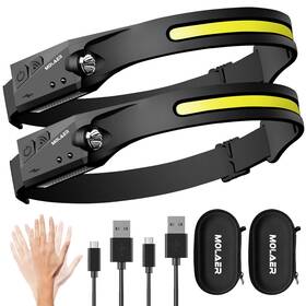 Molaer 732688779465 Led Headlamp Rechargeable Flashlight 2-pack 230 Wide Beam Headlight