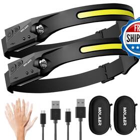 B0b3rjhr1y Molaer Led Headlamp Rechargeable Flashlight 2-pack 230 Wide Beam Headlight