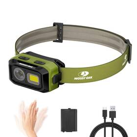 25009 Mossy Oak 600 Lumens Led Headlamp Cob Head Light Dual Power Source Motion Sensor