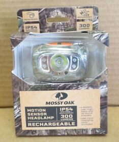 31641 Mossy Oak Rechargeable Motion Sensor 300 Lumens Headlamp New