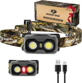 Mo25008ae Mossy Oak 600 Lumens Rechargeable Headlamp Lightweight Led Headlight With White